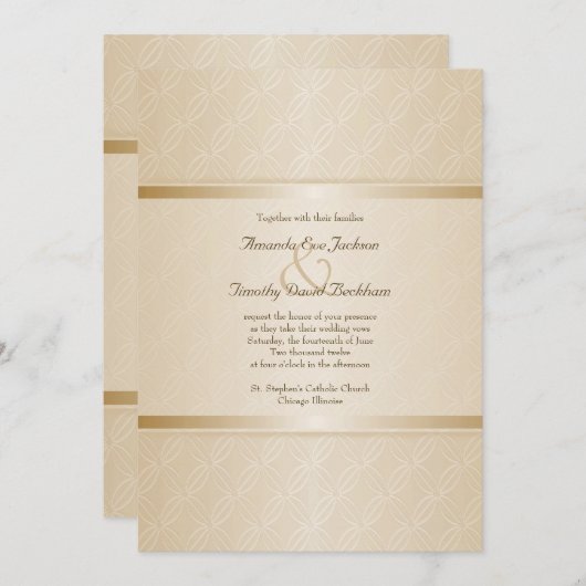 Starlight-goldenes Aufflackern-mit Monogramm Einladung (Vorne/Hinten)