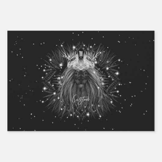 Starlight Lion mit Crosstramm Geschenkpapier Set (Vorderseite)