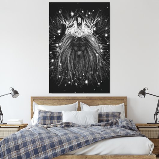 Starlight Lion mit Crosstramm Leinwanddruck (Insitu (Schlafzimmer))