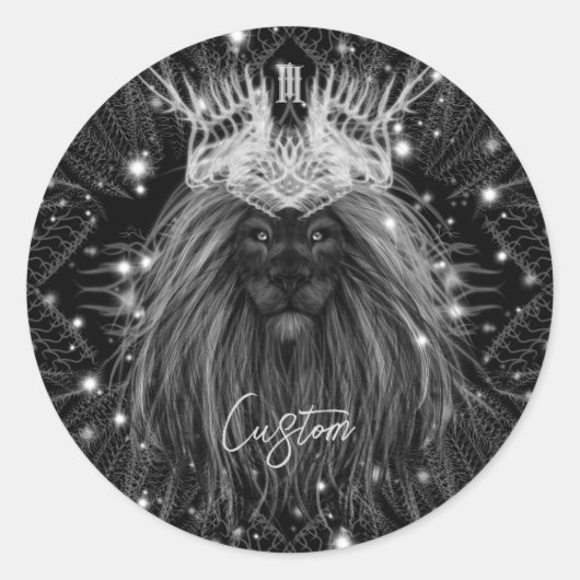 Starlight Lion mit Crosstramm Runder Aufkleber (Vorderseite)