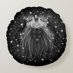 Starlight Lion mit Crosstramm Rundes Kissen