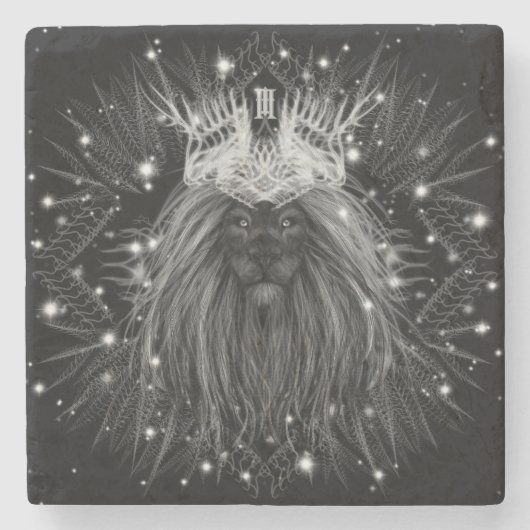 Starlight Lion mit Crosstramm Steinuntersetzer (Vorderseite)