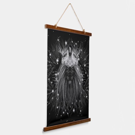 Starlight Lion mit Crosstramm Wandteppich Mit Holzrahmen (Gewinkelt)