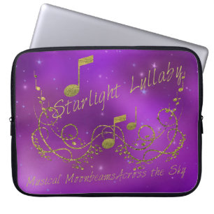 Starlight Lullaby Lila Gold Music & Sky Laptopschutzhülle