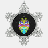 Starlight Oracle Owl Schneeflocken Zinn-Ornament (Vorderseite)