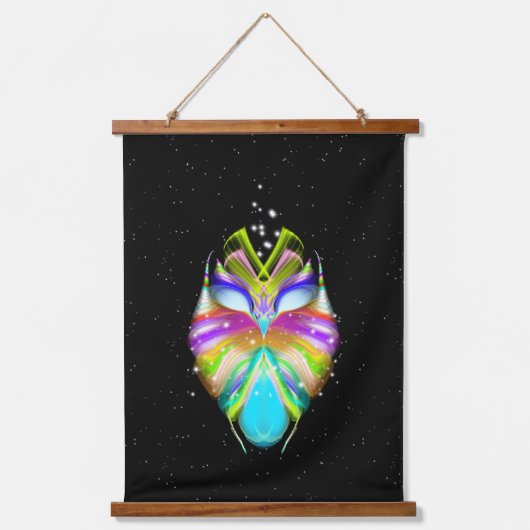 Starlight Oracle Owl Wandteppich Mit Holzrahmen (Vorderseite)