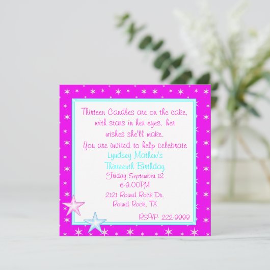 Starlight-Party Einladung (Stehend Vorderseite)