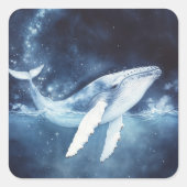 Starlight Path of the Humpback Whale Quadratischer Aufkleber (Vorderseite)