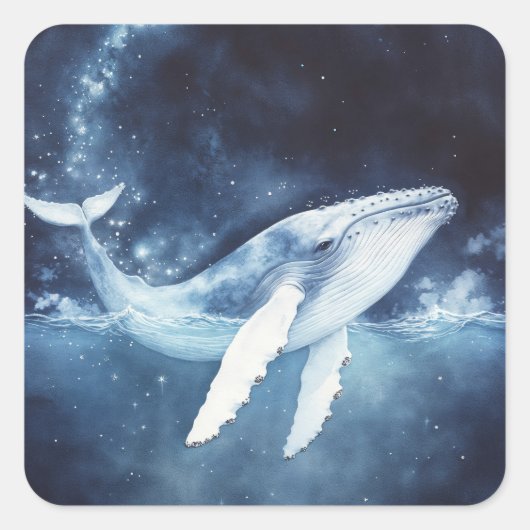 Starlight Path of the Humpback Whale Quadratischer Aufkleber (Vorderseite)