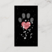 Starlight Pink Heart Paw Print Pet Sitter Schwarz Visitenkarte (Vorderseite)