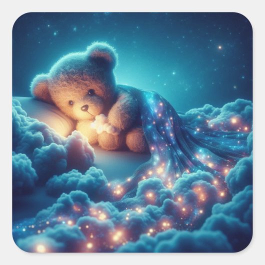 Starlight Snuggle Quadratischer Aufkleber (Vorderseite)