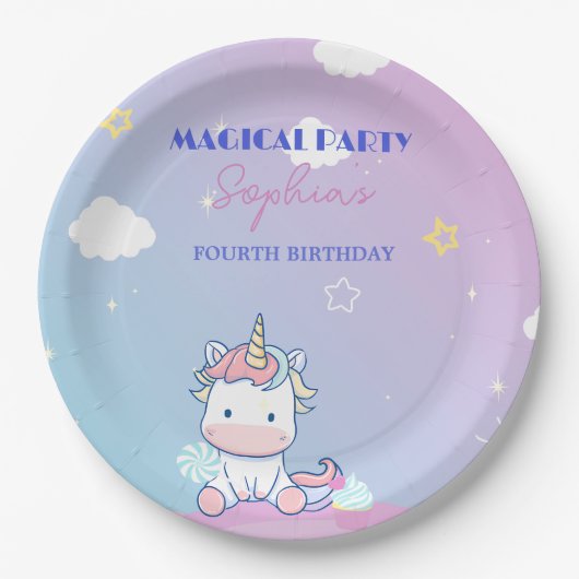 Starlight Unicorn Party Plate Pappteller (Vorderseite)