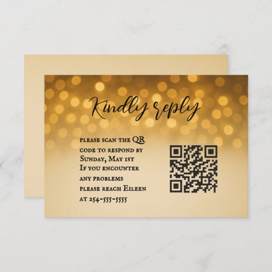 Starlight Vow QR Code Wedding RSVP Card (Vorne/Hinten)