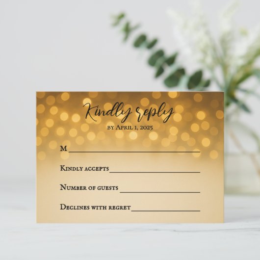 Starlight Vow Wedding RSVP Card (Stehend Vorderseite)
