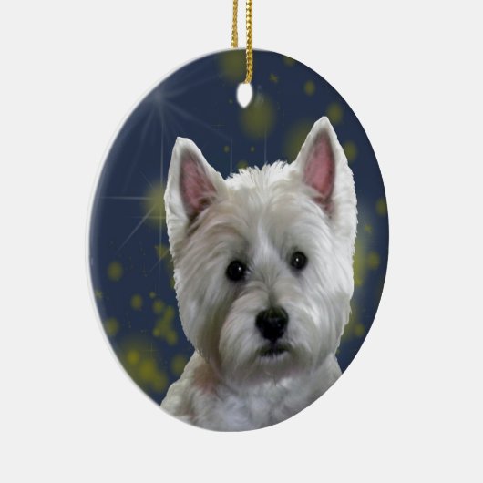 STARLIGHT WESTIE KERAMIK ORNAMENT (Rechts)