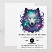 Starlight Wolf Birthday Einladung (Vorne/Hinten)