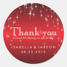 Starlights in Metallic Red Runder Aufkleber