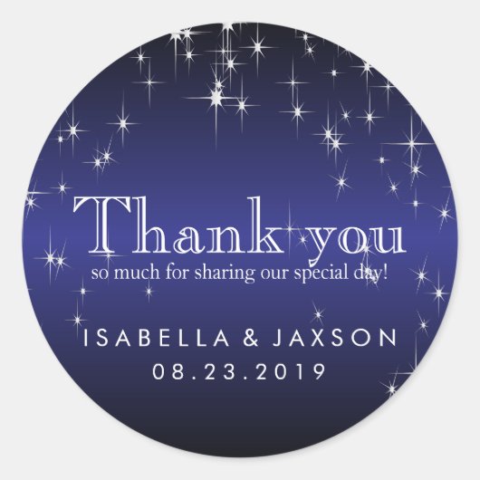 Starlights in metallisch dunkelblau runder aufkleber (Vorderseite)