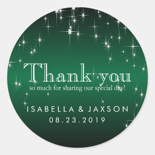 Starlights in metallisch dunkelgrün runder aufkleber (Vorderseite)