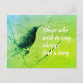 Starling auf Baumzweig im Mai Gesang Zitat Postkarte (Vorderseite)