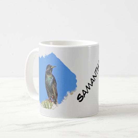 Starling auf Saguaro Cactus Foto Südwest Kaffeetasse (Vorderseite Links)
