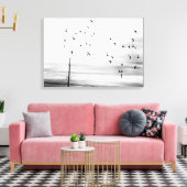 Starling Vögel fliegen mit Hydro Wires Stark Szene Leinwanddruck (Insitu (Wohnzimmer))