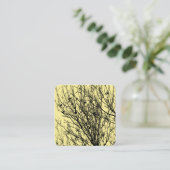 Starlings in einem Baum - Black on Bale Yellow F5E Quadratische Visitenkarte (Stehend Vorderseite)