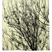 Starlings in einem Baum - Hellgelb #FFCC Duschvorhang (Vorderseite)
