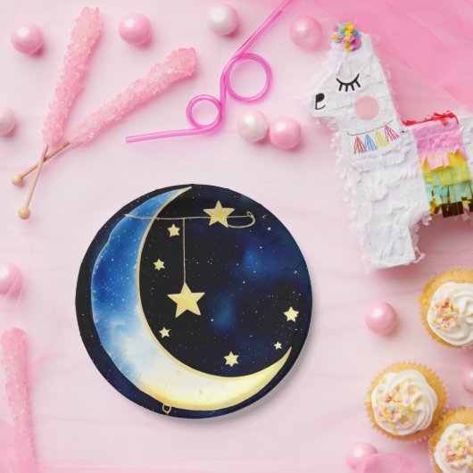 Starlit Adventure: Mond und Sterne Pappteller (Party)