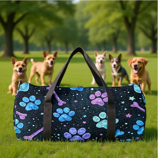 Starlit Bones Paw Print  Duffle Bag