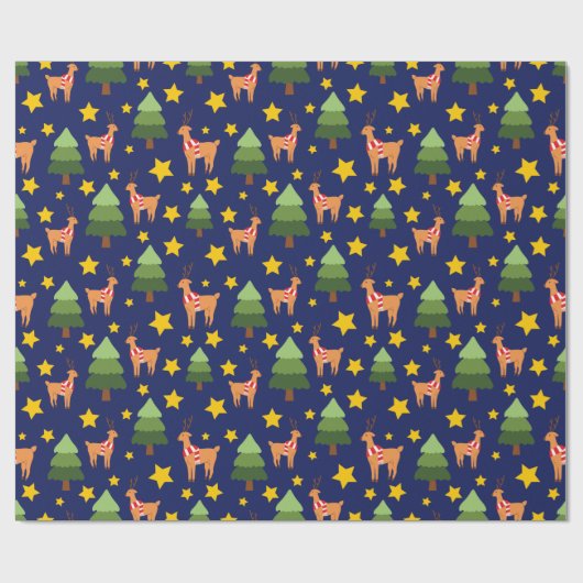 Starlit Christmas Eve Elegante Rentiere Nahtlos Geschenkpapier (Flach)