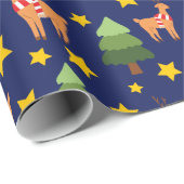 Starlit Christmas Eve Elegante Rentiere Nahtlos Geschenkpapier (Rolleneckpunkt)
