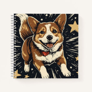 Starlit Corgi - Celestial Linocut Charm Notizblock