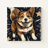 Starlit Corgi - Celestial Linocut Charm Notizblock (Rückseite)