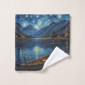 "Starlit Drift: Angeln unter dem Kosmos Badhandtuch Set (Waschlappen)