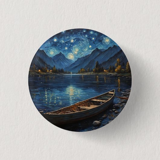 "Starlit Drift: Angeln unter dem Kosmos Button (Vorderseite)