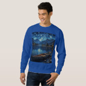 "Starlit Drift: Angeln unter dem Kosmos Sweatshirt (Vorne ganz)