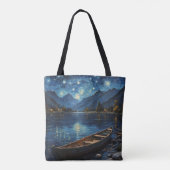 "Starlit Drift: Angeln unter dem Kosmos Tasche (Rückseite)