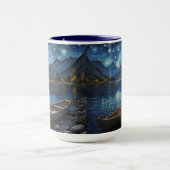 "Starlit Drift: Angeln unter dem Kosmos Tasse (Zentrum)