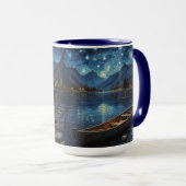 "Starlit Drift: Angeln unter dem Kosmos Tasse (VorderseiteRechts)