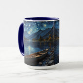 "Starlit Drift: Angeln unter dem Kosmos Tasse (Vorderseite Links)