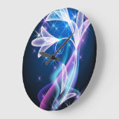 Starlit Elegance: Blumendesign Deep Blue Uhr (Winkel)