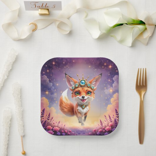 Starlit Fox of the Moonlit Meadows. Pappteller (Hochzeit)