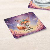 Starlit Fox of the Moonlit Meadows. Rechteckiger Pappuntersetzer (angewinkelt)