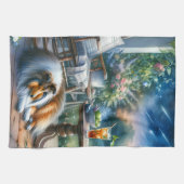 Starlit Garden Porch Sheltie Dream Geschirrtuch (Horizontal)