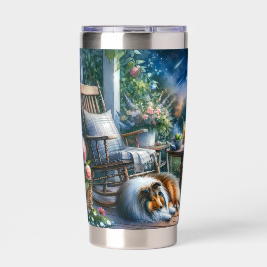 Starlit Garden Porch Sheltie Dream Thermobecher (Vorderseite)