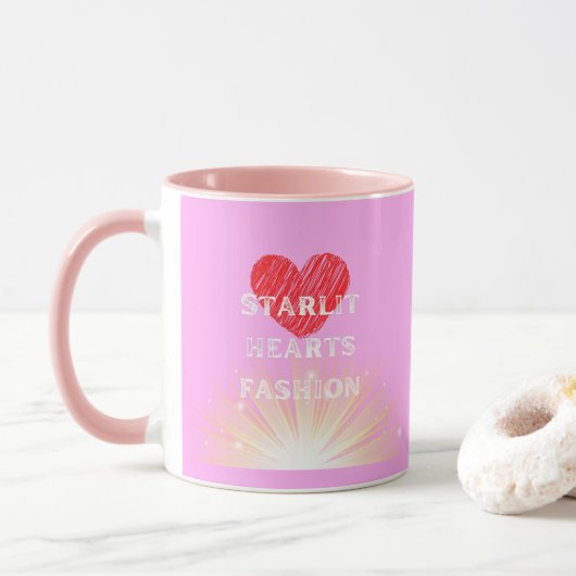 Starlit Hearts Fashion Red Heart Shine Combo Tasse (Mit Donut)