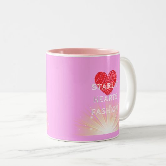 Starlit Hearts Fashion Red Heart Shine Zweifarbige Tasse (VorderseiteRechts)