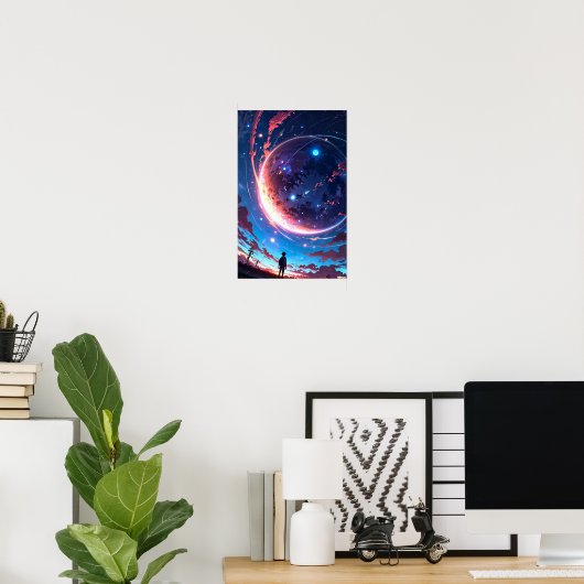 Starlit Horizon - Anime Space Poster (Heimbüro)