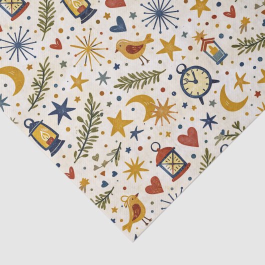 Starlit Lantern Folk Pattern Seidenpapier (Ausschnitt)